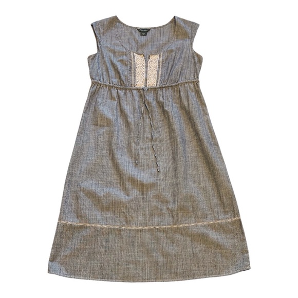 Eddie Bauer Women's White&Gray Striped Dress, 6. (P9). - Picture 7 of 7